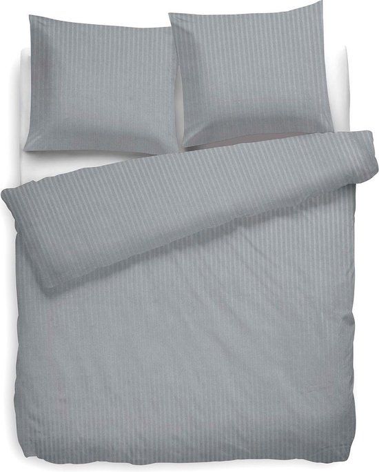 Heckett & Lane Uni Stripe Dekbedovertrek Lits-jumeaux - Licht Grijs - 240x200/220 cm