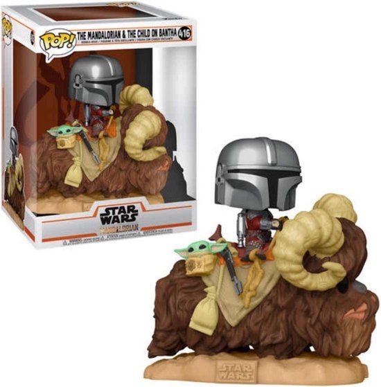 Funko Pop! Deluxe - The Mandalorian on Bantha with Child - Condition 7/10