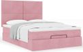 Prolenta Maison Exclusive - Ottomaans bedframe met matrassen, roze, 140x190 cm, fluweel