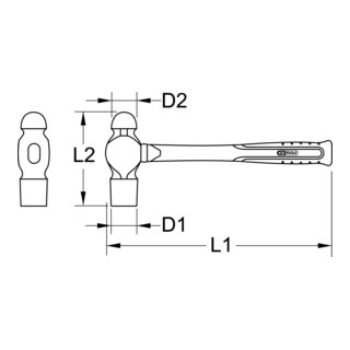 KS Tools KS Tools RVS monteurshamer met glasvezel handvat, 340g Aantal:1