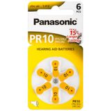 Panasonic PR10 Batterij voor hoortoestel PR-10 / 6LB, zink-lucht batterijen voor hoortoestellen, type 6