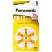 Panasonic PR10 Pile pour appareil auditif PR-10 / 6LB, piles zinc-air pour appareils auditifs, type 6