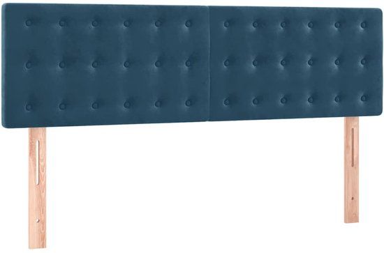 vidaXL Hoofdbord - 144x5x78/88 cm - Fluweel - Donkerblauw