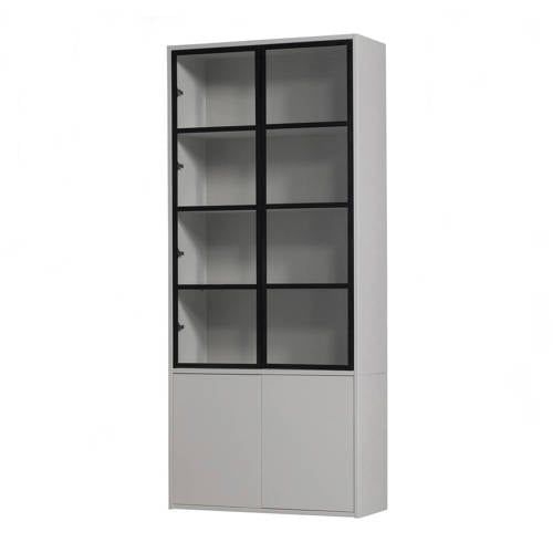 vtwonen Basic 4-Deurs Vitrinekast - Grenen - Mist - 230x101x40cm