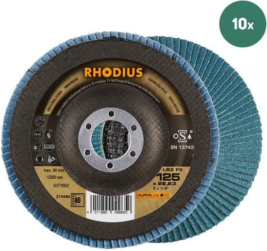 RHODIUS Lamellenschijf LSZ-F3 125mm K80 - 10 stuks