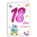 Age Mv 69-2019 Kaart, wenskaart, 18 jaar, meisjes, dames, volwassenen, motief Majore, rijbewijs, auto, geschenk, make-up, vlinders