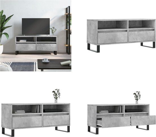 vidaXL Tv-meubel 100x34,5x44,5 cm bewerkt hout betongrijs