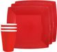 Santex feest/verjaardag servies set - 10x gebaksbordjes en bekertjes - rood - karton