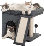 Ibenzoa® Stabiele Krabpaal met Groot Ligoppervlak voor Grote en Volwassen Katten, Donkergrijs