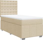 vidaXL Boxspringbed met matras, crème kleur, 100x200 cm, met stoffen bekleding