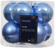 Decoris Kerstballen glas d7 cm sky blauw 8 st