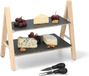 Alpina Borrelplank - 2-Laags Etagère - Leisteen en Hout