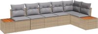 vidaXL Tuinbank Set 6-delig Beige Polyrattan