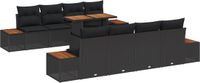 vidaXL Tuinbank Set Zwart Polyrattan