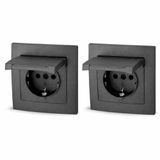 Set ET-1 Set van 2 inbouwstopcontacten IP44, steekklemmen alles-in-één serie antraciet