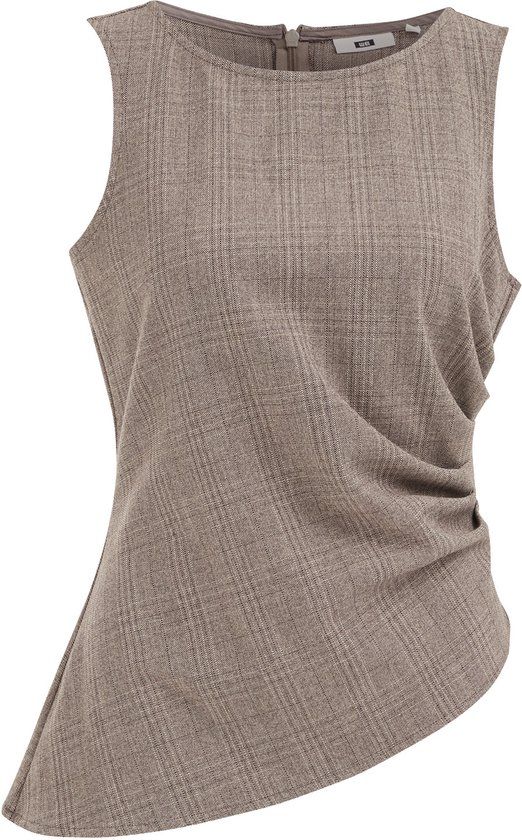 WE Fashion Dames asymmetrische top met ruit en plooidetail