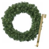 Couronne de Noël 35 cm - vert - avec pendentif doré/crochet de suspension - décoration de Noël