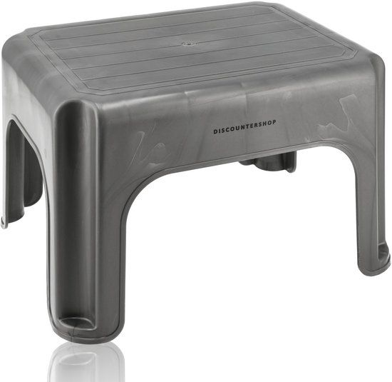 discountershop Opstapkrukje Grijs met anti-slip - 120 kg - 38 x 29 x 24cm