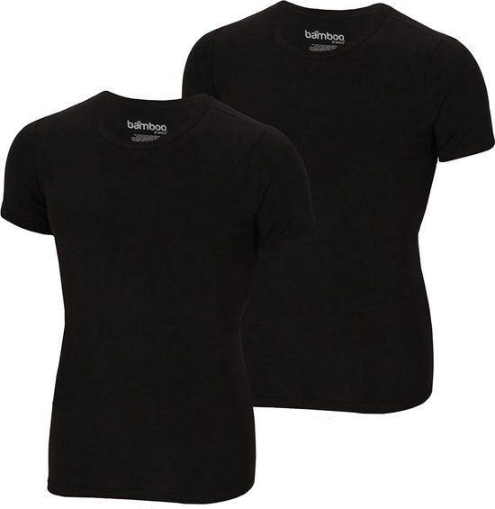 Apollo heren T-shirt Bamboe - Ronde Hals - 2-pack - Zwart - L