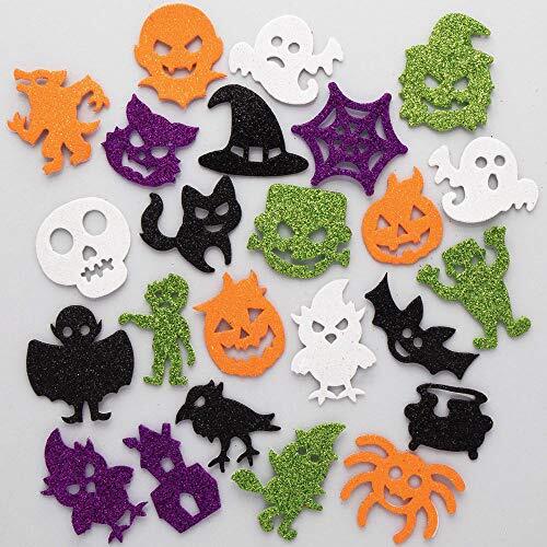 Baker Ross AX231 Halloween Glitter Stickers Van Foam - 100 Stuks, Knutselspullen Voor Kinderen, Ideaal Voor Kinderen Om Mee Te Versieren Met Hun Kunst En Knutsel Projecten