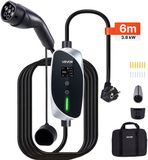 VEVOR Chargeur portable pour voiture électrique, 3,6 kW, 16 A, borne portable pour véhicule électrique type 2, station de recharge monophasée avec câble de recharge, 6 m, prise Schuko 16 A, écran LCD