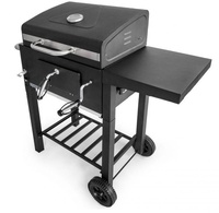 Viking Choice Barbecue - BBQ - met as-opvanger - met scharnierdeksel - hoogte verstelbaar zwart