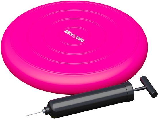 Gorilla Sports Balanskussen - Wiebelkussen - Balanstrainer - Incl. Pomp - Roze