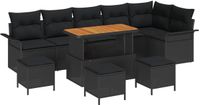 vidaXL Tuinbank Set 9 st 8-Aantal zitplaatsen Zwart