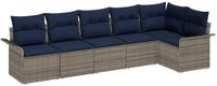 vidaXL Tuinbank - Set - 6 zitplaatsen - Grijs - Polyrattan