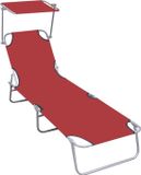 vidaXL Lit de jardin pliable avec auvent aluminium rouge