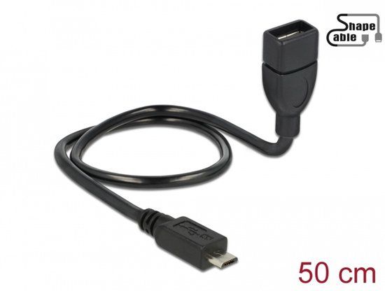 Delock Cable USB 2.0 Micro-B male > USB 2.0 Type-A female OTG ShapeCable 0.50 m