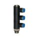 Riegler L-meervoudige verdeler »Blaue serie«, 3-voudig, draaibaar, G 1/2 a., voor slot buiten-Ø 8 mm, werkdr. Maximale 15 bar, kunststof/MS vern.