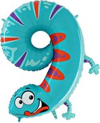 Grabo Folieballon ‘9’ Gecko - 100 Centimeter