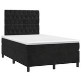 vidaXL Boxspringbed met matras, fluweel, zwart, 120x190 cm