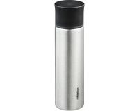 Merkloos thermosfles met drinkbeker - 750 ml - dubbelwandig - lekvrij - RVS - zilver/zwart