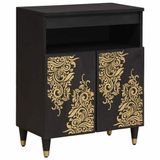 vidaXL Dressoir Zwart 60 x 33 x 75 cm Massief Mango Hout