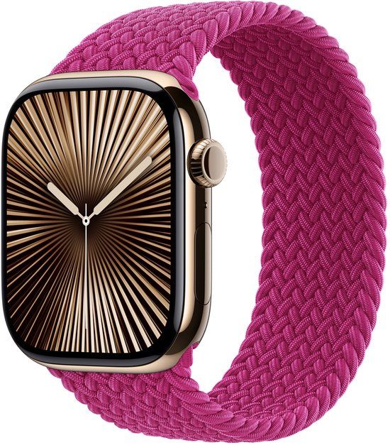Apple Gevlochten solobandje voor de Apple Watch | 44/45/46/49 mm - Maat 12 - Magenta