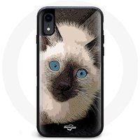 Maniacase Etui voor Iphone XR Siamese kat met blauwe ogen