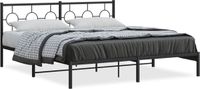 vidaXL Bedframe met hoofdbord metaal zwart 180x200 cm