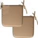 Stof Textile Home coussins de chaise - 2x - brun clair - 38 x 38 x 3 cm - pour intérieur - fermeture à cordons - coussins d'assise plats - carré