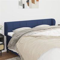 vidaXL Tête de Lit avec Oreilles Meuble de Chambre à Coucher Accessoire de Lit Double Tête de Cadre de Lit Intérieur Bleu 163x23x78/88 cm Tissu