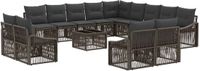 vidaXL Banc de jardin - Set - 14 - pièces - Gris - poly - rotin
