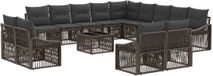vidaXL Banc de jardin - Set - 14 - pièces - Gris - poly - rotin