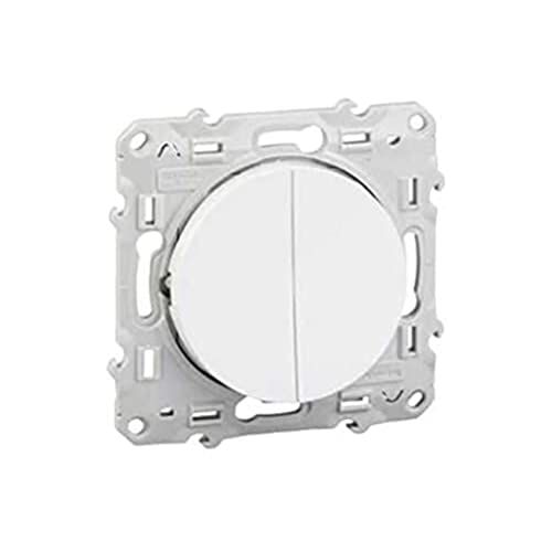 SCHNEIDER ELECTRIC S520273 Odace 2-weg schakelaar, 10 A, neutraal wit en wisselschakelaar, 10 A, schroefdraad, oranje LED 1,5 mA
