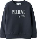 NAME IT Meisjes Sweater NMFPNOLLY SWEAT BRU - Katoen - 95% Katoen, 5% Elastaan - Lange Mouw - Regular Fit - Navy Blazer - Maat 98