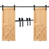 VEVOR 244cm schuifdeurbeslag J-vormig schuifdeursysteem met 2-delige rails 150kg draagvermogen rails Ideaal voor schuifdeuren met een deurdikte van 32-45mm, deurbreedte van 1,12-1,32m