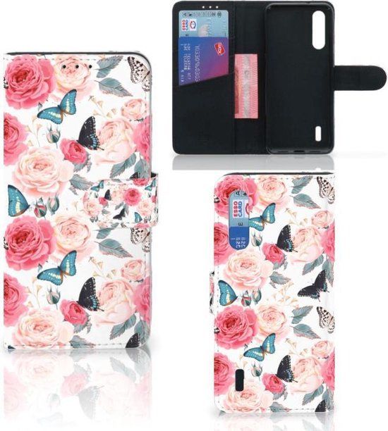B2Ctelecom Xiaomi Mi 9 Lite Hoesje Butterfly Roses - Book Case - Kunstleer - Lichtroze