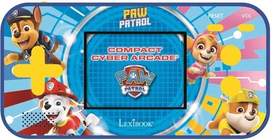 Lexibook Paw Patrol Chase compacte draagbare Cyber Arcade-gameconsole, 150 gaming, LCD, op batterijen, rood / blauw, JL2367PA