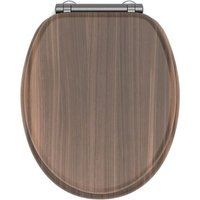 Walnoot Walnoot Toiletzitting - MDF Fsc - Valrem - Scharnieren van geborsteld grafietmetaal