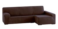 Eysa Dorian elastische bankovertrek chaise longue rechts, frontale zicht, chenille, 7-bruin, 43 x 17 x 37 cm